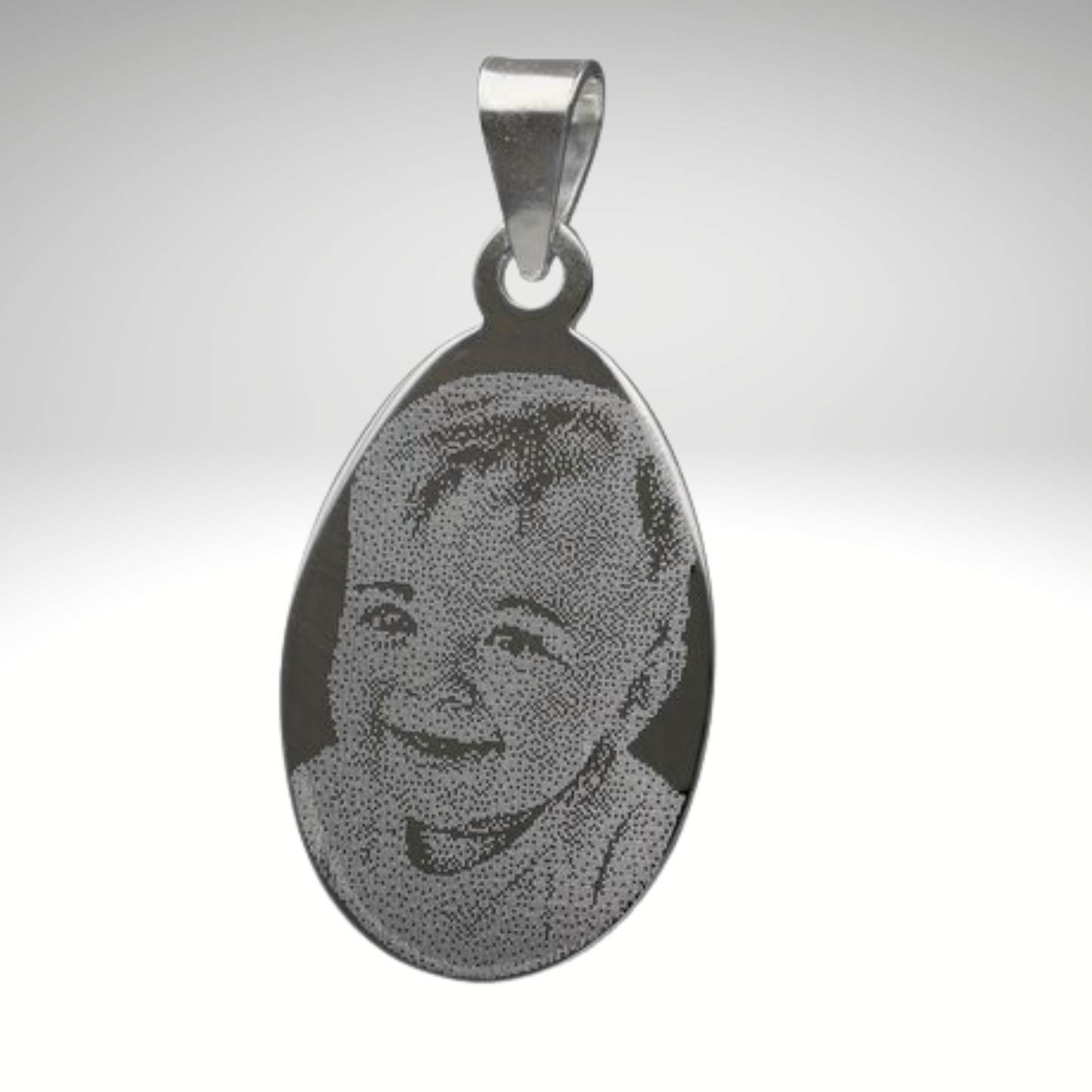 Colgante Placa Ovalada Pequeña con Fotograbado 21x14 mm