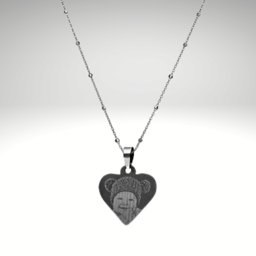 Collar Corazón Pequeño con Fotograbado 20x19 mm