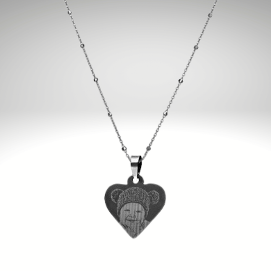 Collar Corazón Pequeño con Fotograbado 20x19 mm