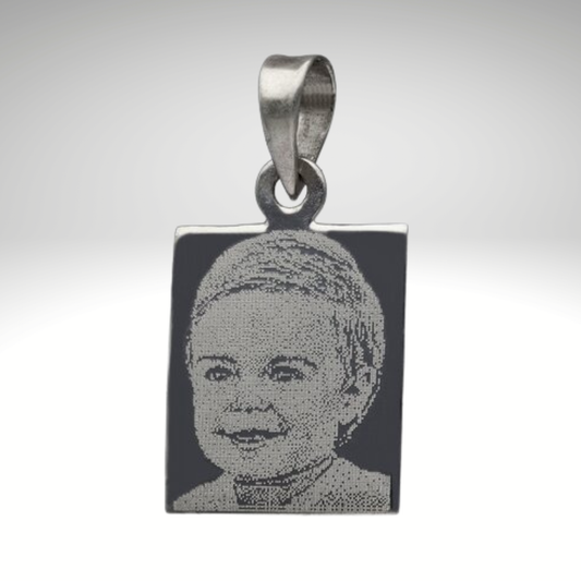 Colgante Placa Rectangular Pequeña con Fotograbado 17x14 mm