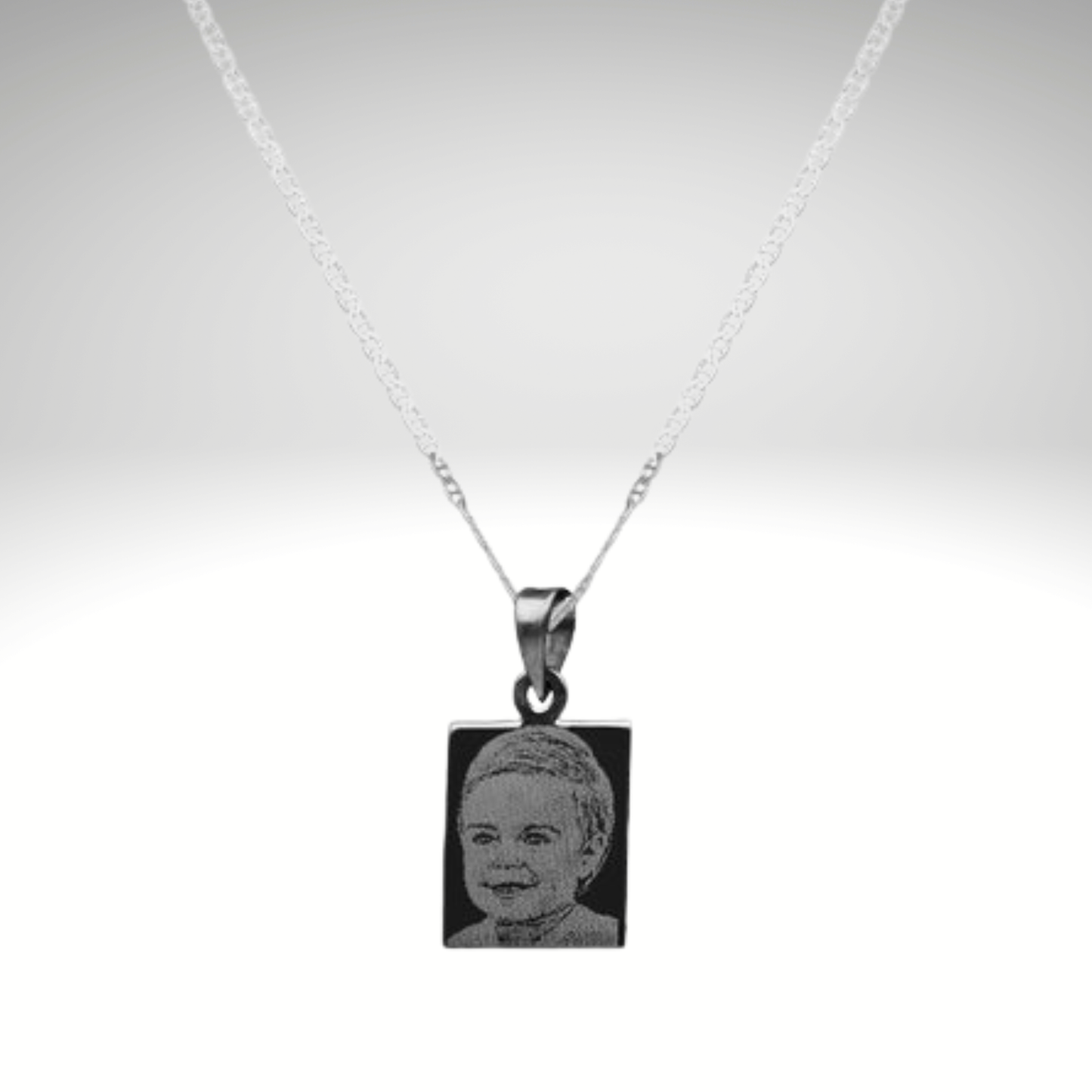 Collar Placa Rectangular Pequeña con Fotograbado 17x14 mm