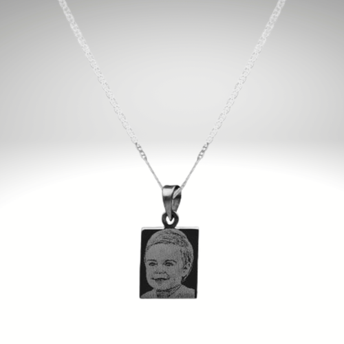 Collar Placa Rectangular Pequeña con Fotograbado 17x14 mm