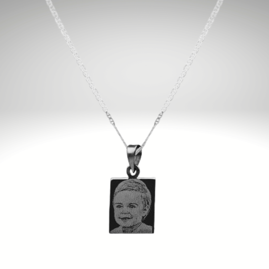 Collar Placa Rectangular Pequeña con Fotograbado 17x14 mm