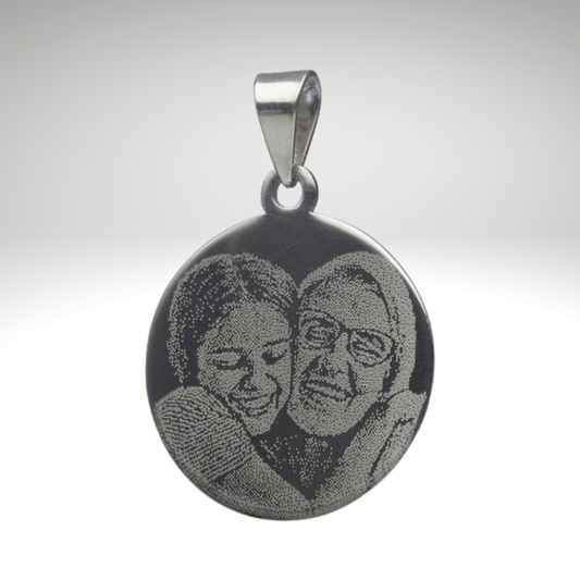 Colgante Placa Circular Mediana con Fotograbado 21 mm